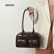 【MISUÉ】韓系單肩保齡球包/腋下包/手提包 -咖啡色