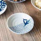【日本Yamani】美濃燒｜貓咪文樣 陶瓷小碟13cm ‧ 冰裂紋