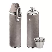 《REFLECTS》酒杯4入+隨行酒壺(灰350ml) | 隨身酒瓶 攜帶酒壺