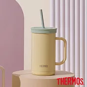 【THERMOS 膳魔師】可進洗碗機不鏽鋼真空吸管杯720ml(TKHA-720-Y) 奶油黃