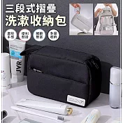 【EZlife】侘寂風三段式洗漱收納包 黑色