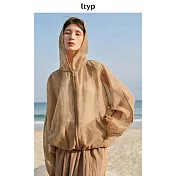 ltyp旅途原品 「輕氧」清透寬鬆休閒運動風薄款防曬連帽外套女 M L M 琥珀棕