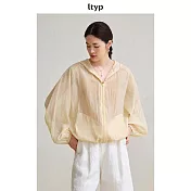 ltyp旅途原品 「輕氧」清透寬鬆休閒運動風薄款防曬連帽外套女 M L M 木蘭杏