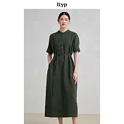 ltyp旅途原品 漢麻亞麻新中式文藝連衣裙 夏季休閒H型百搭長裙女 M L  M 松林綠
