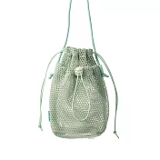 【日本Mark’s】Mesh 隨身側背網狀束口收納袋 ‧ 綠茶(綠)