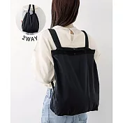 日本3COINS 無印風格簡約設計2way 兩用肩背手提折疊購物袋 質感黑