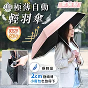 JOJOGO 極薄自動輕羽傘 遮陽傘 晴雨傘 遮陽傘 輕量傘 自動傘 蜜桃粉