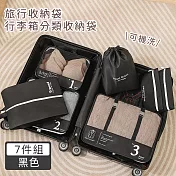 【好拾選物】旅行收納袋7件組/分類收納袋/行李箱收納袋 -黑色
