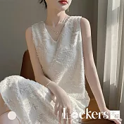 【Lockers 木櫃】緞面V領無袖中長裙 L114050502 M 米杏