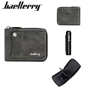 【Baellerry 佰利瑞】4卡簡約外置卡片拉鏈零錢男用短夾(D5102)_06075 _灰色