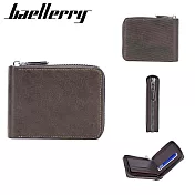 【Baellerry 佰利瑞】4卡素面防盜刷橫紋拉鏈零錢男用短夾(D5107)_10075 _咖啡色