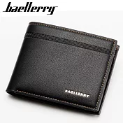 【Baellerry 佰利瑞】6卡素面雙折對開歐美商務男用短夾(DR003)_69060 _黑色