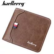 【Baellerry 佰利瑞】8卡輕商務大容量三折對開男用短夾(D1308)_60070 _深咖