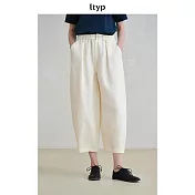 ltyp旅途原品 100%亞麻立體O型九分褲 慵懶文藝夏季寬鬆休閒褲女 M L  M 淺杏米