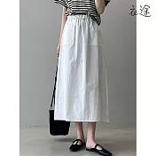 【衣途】高腰雙口袋工裝半身裙(KDSY-B981) M 白色