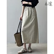 【衣途】高腰雙口袋工裝半身裙(KDSY-B981) M 卡其色
