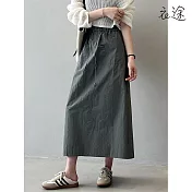 【衣途】高腰雙口袋工裝半身裙(KDSY-B981) M 綠灰色