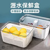【上手家居】瀝水保鮮盒(密封盒/水果保鮮盒/瀝水盒/冰箱保鮮盒/蔬菜保鮮盒) 白色4.5L