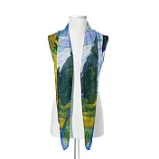 翡冷翠文創藝術絲巾｜梵谷《麥田裡的絲柏樹》