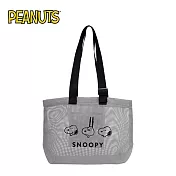 【日本正版授權】史努比 網狀 托特包 肩背包/手提袋 Snoopy/PEANUTS - 灰色款