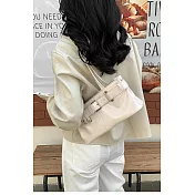 O-ni O-ni全新品精選優質皮革休閒鬆弛感皮帶個性設計百搭高級橫款時尚托特包(品質保證)(bag-6112) 白色