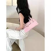 O-ni O-ni全新品精選優質皮革休閒鬆弛感皮帶個性設計百搭高級橫款時尚托特包(品質保證)(bag-6112) 粉紅色