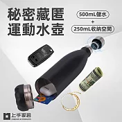 【上手家居】秘密藏匿運動水壺(運動水壺/不鏽鋼水壺/保溫壺/保冷杯/健身水壺) 黑色