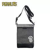 【日本正版授權】史努比 尼龍 隨身側背包 斜背包/側背包/隨身小包 Snoopy/PEANUTS - 淺灰色款