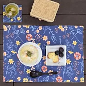 【日本Tomo】Elysian晨曦花草 純棉萬用餐墊 ‧ 藍