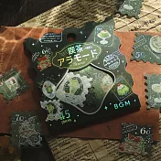 【日本BGM】散裝金箔和紙貼紙包45入 ‧ 喫茶咖啡館郵票風-綠色