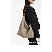 O-ni O-ni全新品精選優質輕巧光澤感頭層牛皮超大容量高級時尚多功能都會托特包(品質保證)(bag-6116) 大象灰色