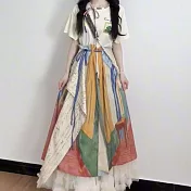 【AnZa】設計感兩件式上衣長裙洋裝連身裙      FREE 圖片色