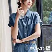 【Lockers 木櫃】復古丹寧連肩襯衫 L114060406 M 藍色