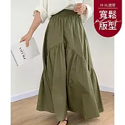 【慢。生活】日系復古波浪抽褶高腰大擺長裙 J12216  FREE 綠色