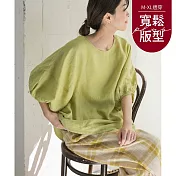 【慢。生活】夏季舒適棉麻寬鬆女式上衣 8245  FREE 綠色