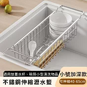 【好拾選物】不鏽鋼伸縮瀝水籃/伸縮瀝水收納架/廚用瀝水架 -深款小號