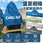 【EZlife】運動涼感披肩帽衫 藍色