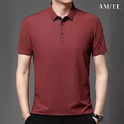 【AMIEE】冰絲涼感商務休閒Polo衫(男裝/KDTY-136B) M 繡紅