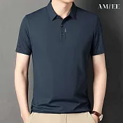 【AMIEE】華夫格翻領短袖Polo衫(男裝/KDTY-2414) M 上青