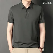 【AMIEE】華夫格翻領短袖Polo衫(男裝/KDTY-2414) M 草灰
