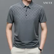【AMIEE】冰絲涼感短袖寬鬆Polo衫(男裝/KDTY-526) M 灰色