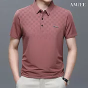 【AMIEE】冰絲涼感短袖寬鬆Polo衫(男裝/KDTY-526) M 皮紅