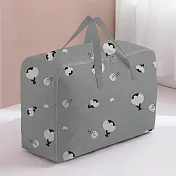 【EZlife】特大棉被衣物收納袋70x50x30cm 灰底花卉