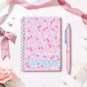 KOKUYO Campus加藤木蝴蝶結軟線圈筆記本+中性筆組  (粉藍)