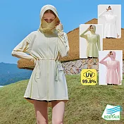 【BODYAIR】冰絲涼感防曬透氣連帽連身長版外套(瑜珈.運動.慢跑.舞蹈.運動外套) L 黃