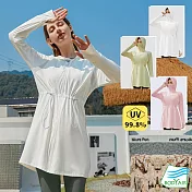【BODYAIR】冰絲涼感防曬透氣連帽連身長版外套(瑜珈.運動.慢跑.舞蹈.運動外套) L 白