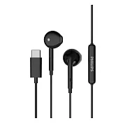 PHILIPS 重低音Type C耳機｜附麥克風｜適用iPhone/安卓｜TAE1018 黑色