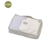 日本3COINS-風格簡約可壓縮旅行衣物收納袋M 灰M