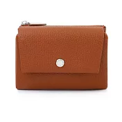 O-ni O-ni荔枝紋皮革小巧2折磁吸式短夾/拉鍊零錢包/卡包(bag-6121) 棕色