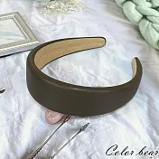 【卡樂熊】韓系寬邊復古皮革造型髮箍(五色)- 深棕色